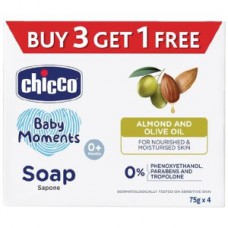 CHICCO BABY MOMENT ALMOND & OLIVE OIL SOAP 75*4