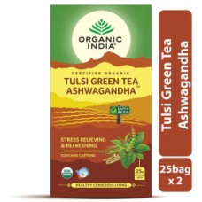 ORGANIC INDIA TULSI GREEN TEA ASWAGANDHA 25  BAGS
